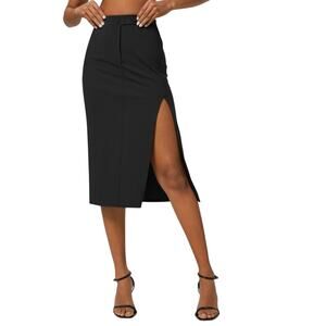 Halara Women’s Midi Pencil Skirt High Waist Stretch Comfy sz M Jet Black New